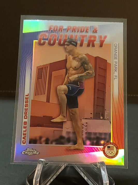 Caeleb Dressel 2024 Topps Chrome US Olympic and Paraolympic Hopefuls For Pride & Country #PC-3