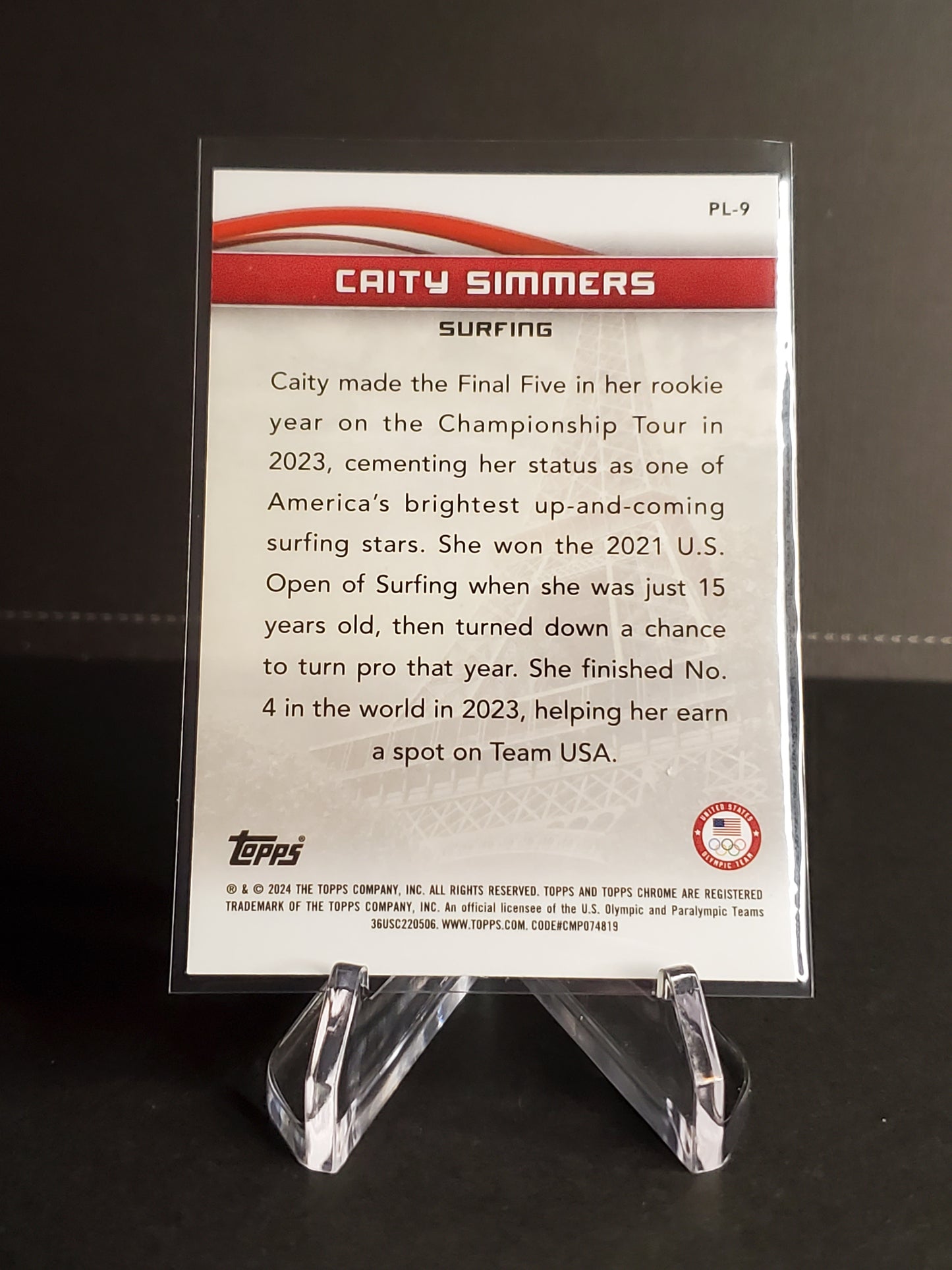 Caity Simmers 2024 Topps Chrome US Olympic and Paraolympic Hopefuls To Paris With Love #PL-9