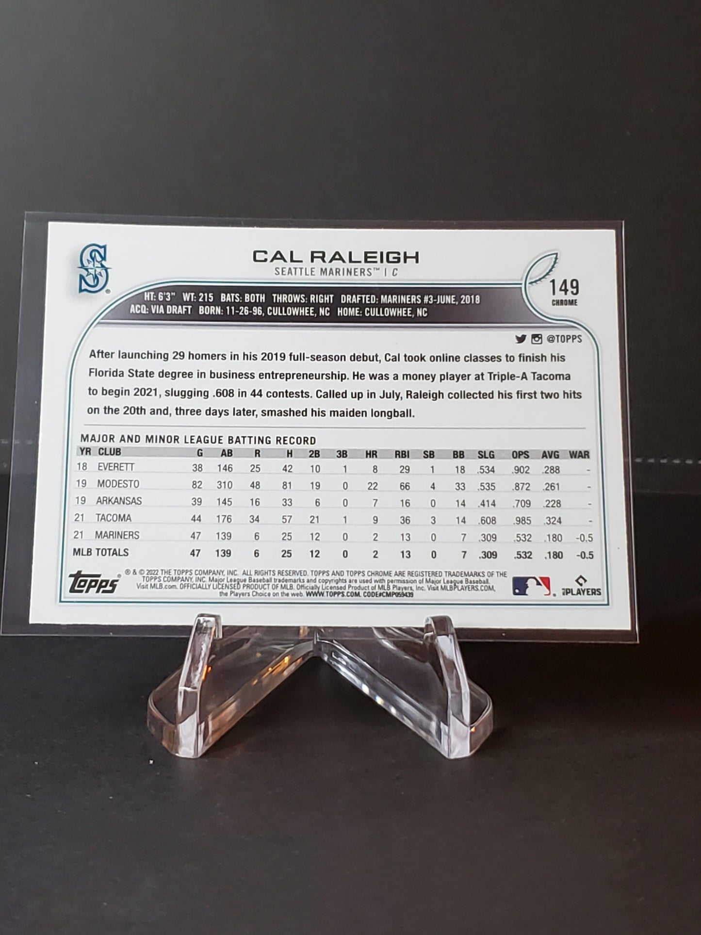 Cal Raleigh 2022 Topps Chrome Xfractor RC #149