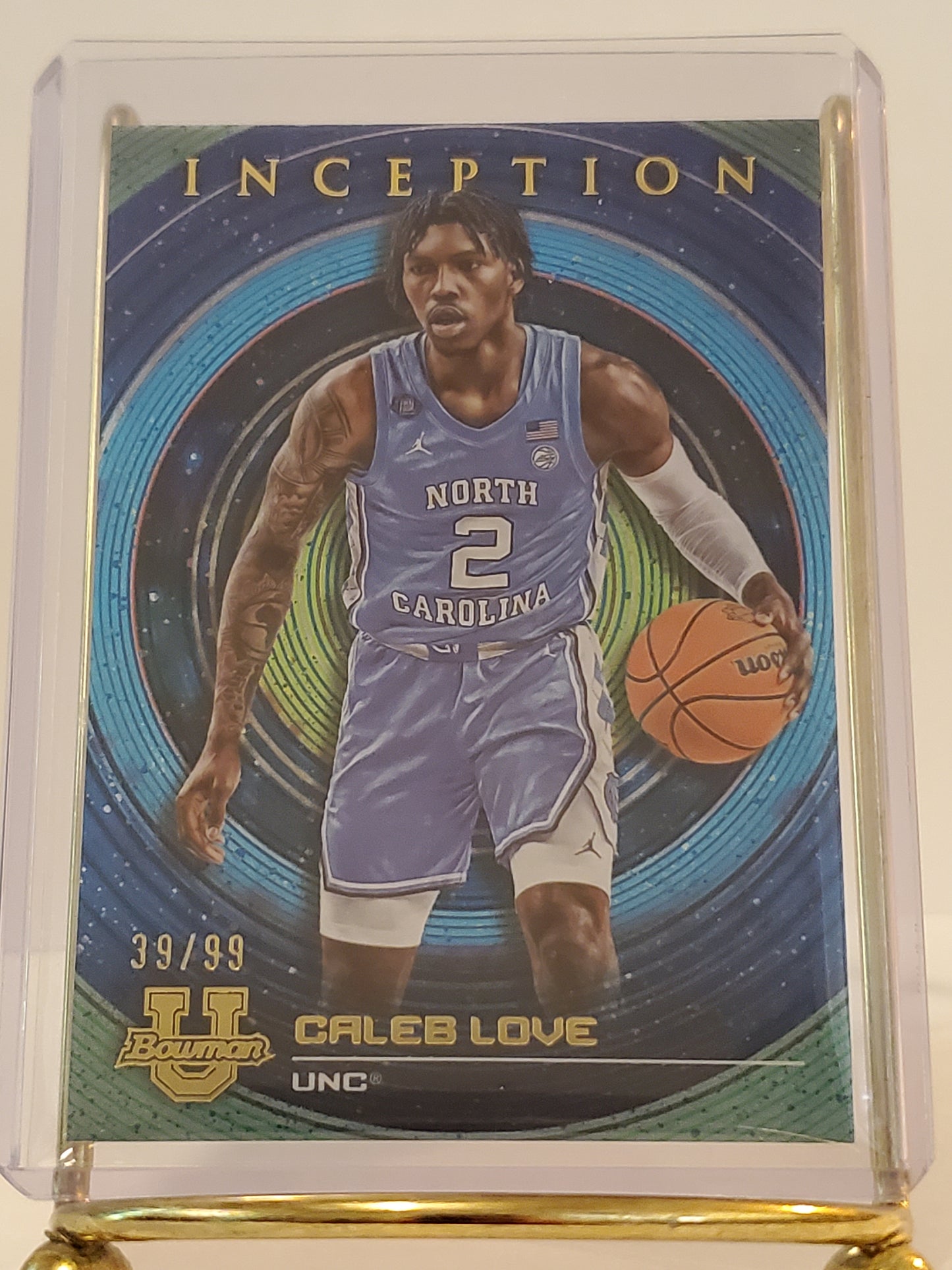 Caleb Love - 2022-23 Bowman University Inception #51 BLUE FOIL # 39/99