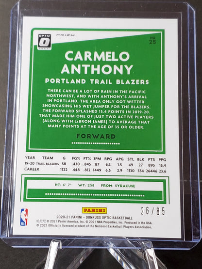 Carmelo Anthony - 2020 Panini Donruss Optic Red Fast Break Prizm #25: /85