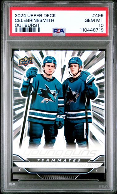 2024-25 Upper Deck Macklin Celebrini Young Guns Outburst PSA 10 RC #451