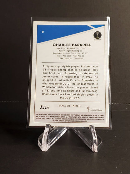 Charles Pasarell 2021 Topps Chrome Tennis B&W Mini-Diamond Parallel #51