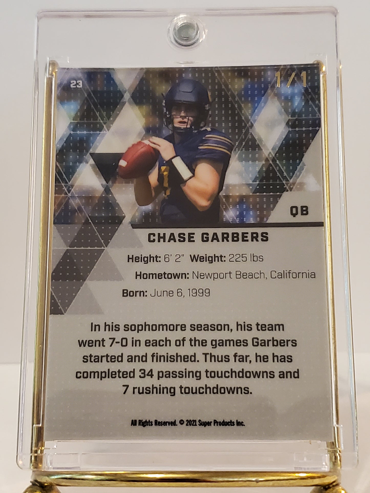 Chase Garbers - 2023 Super Glow Black Opal Edition 1st EVER #'d 1/1