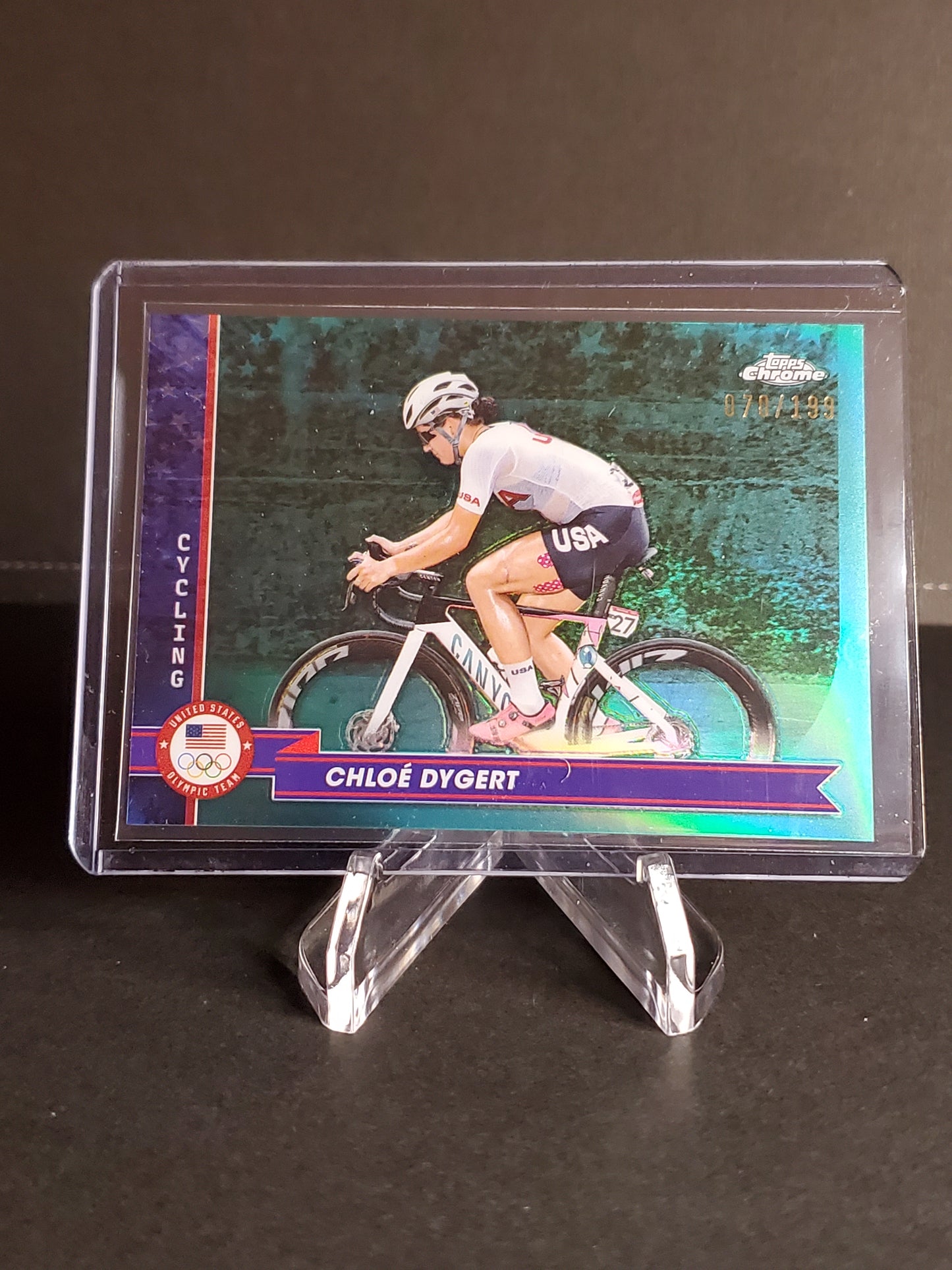 Chloe Dygert 2024 Topps Chrome US Olympic and Paraolympic Hopefuls Aqua Refractor /199 #105