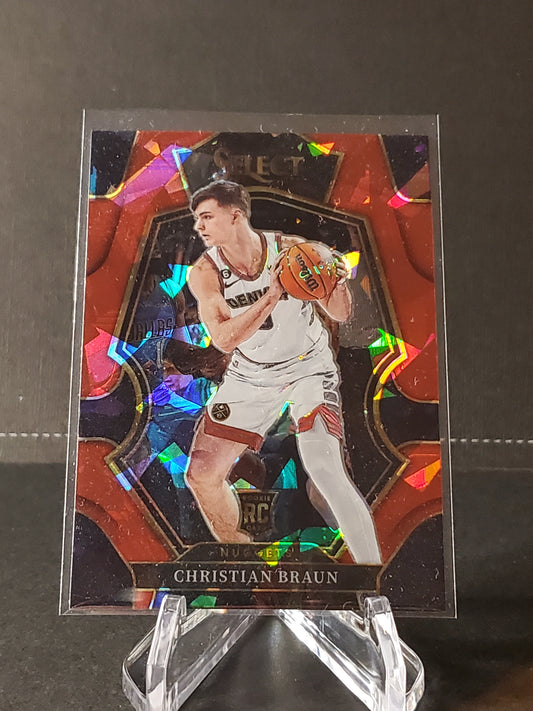 Christian Braun 2022-2023 Panini Select RC Red Cracked Ice Premier Prizm #195