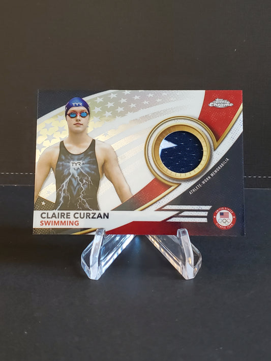 Claire Curzan 2024 Topps Chrome US Olympic and Paraolympic Hopefuls Athlete Worn Memorabilia #USA-CCU