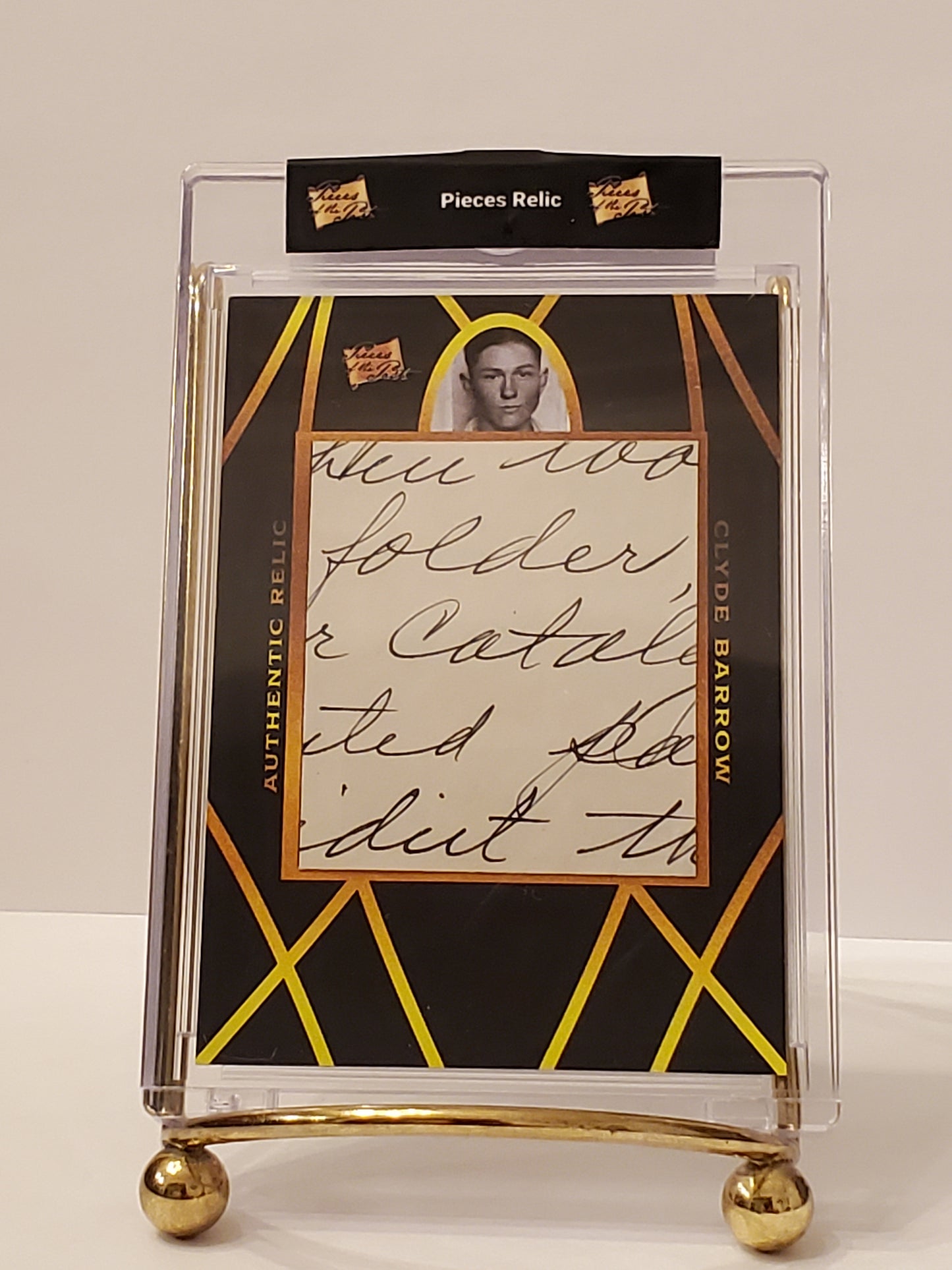 Clyde Barrow/Bonnie Parker 2022 Pieces of the Past Dual Relic - Handwriting/Newspaper DJR-10