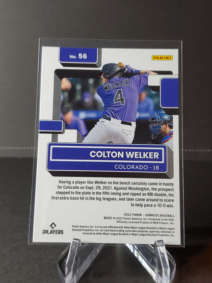 Colton Welker 2022 Panini Donruss Baseball Rated Rookie #56