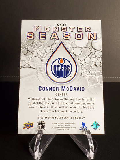 Connor McDavid 2023/24 Upper Deck Series 2 Monster Season #MS-22