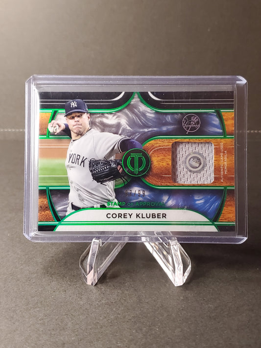 Corey Kluber 2022 Topps Tribute /99 SP Stamp of Approval Green SOA-CK