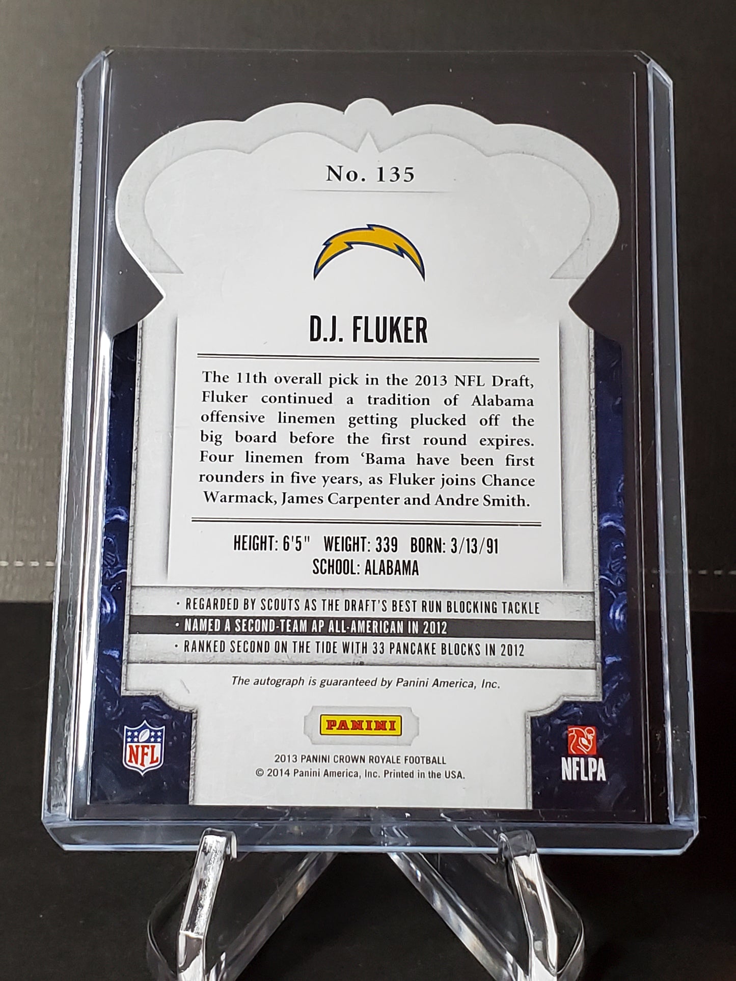 D.J. Fluker 2013 Panini Crown Royale Football GOLD Die-Cut (RC) #135: /99