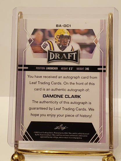 Damone Clark - 2022 Leaf Draft Football RC Auto #BA-DC1