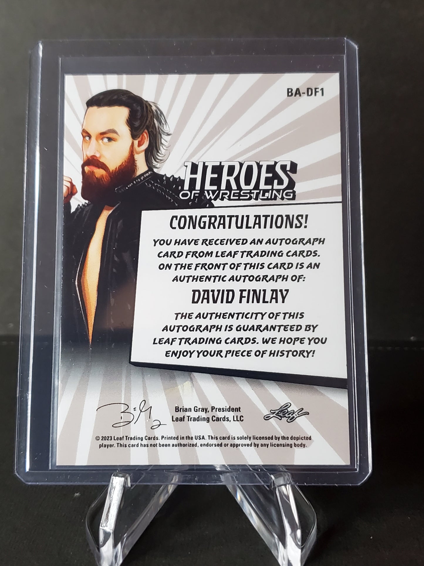 David Finlay 2023 Leaf Heroes of Wrestling AUTO Green #BA-DF1