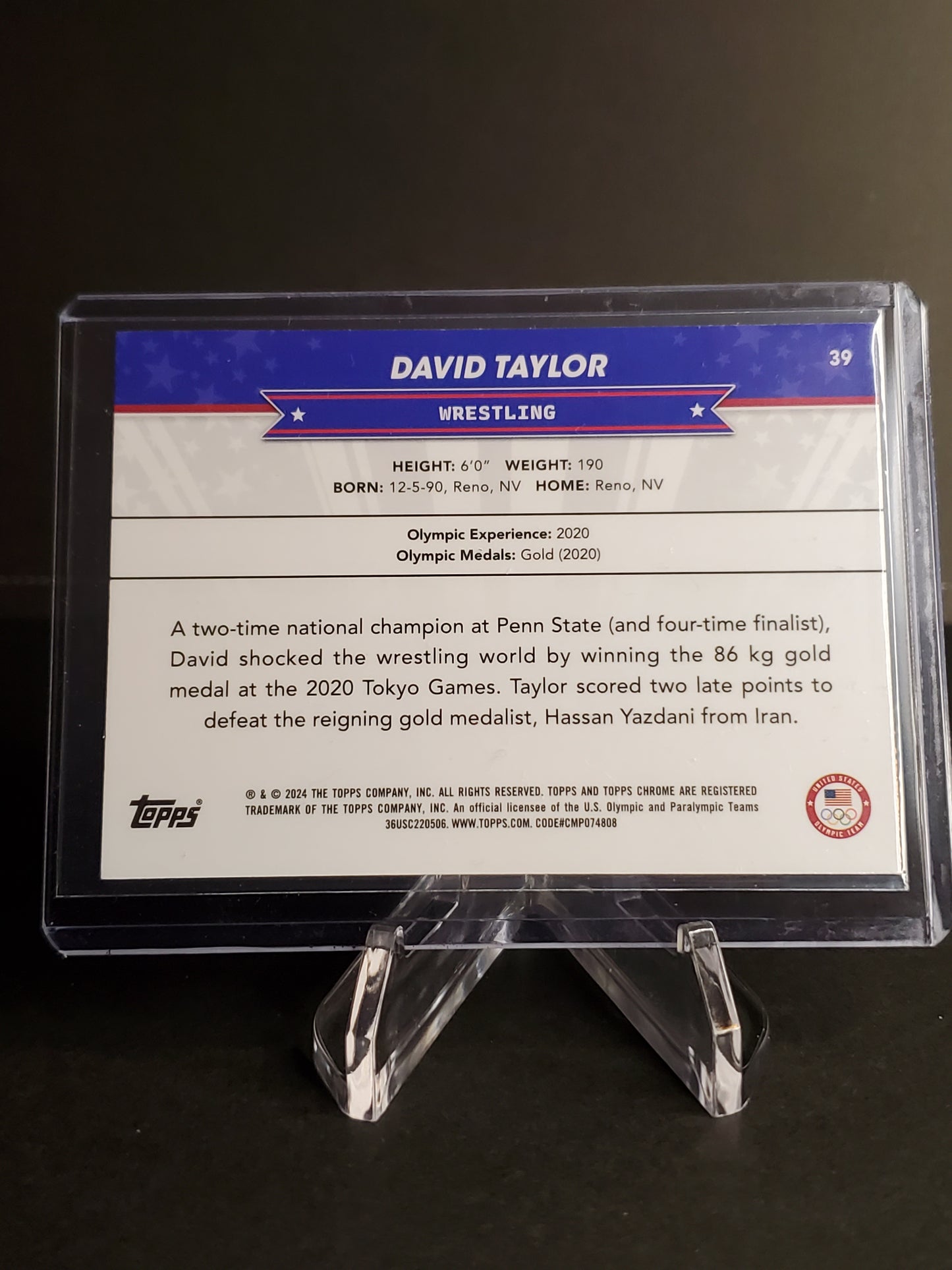 David Taylor  2024 Topps Chrome US Olympic and Paraolympic Hopefuls Aua Refractor /199 #39