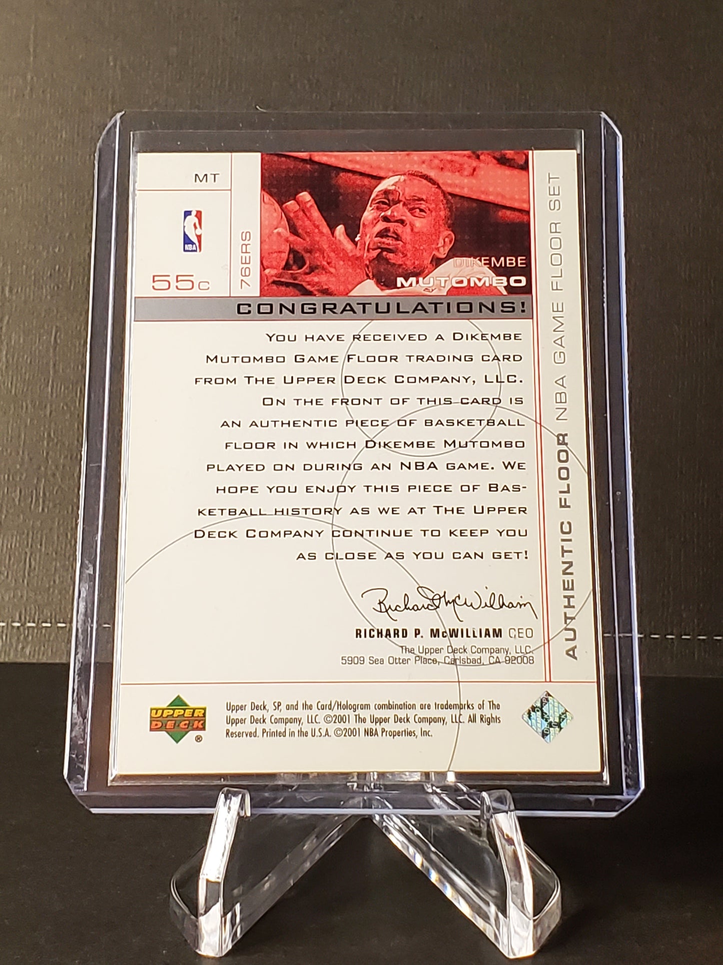 Dikembe Mutombo 2001 Upper Deck SP Authentic Floor Piece #MT