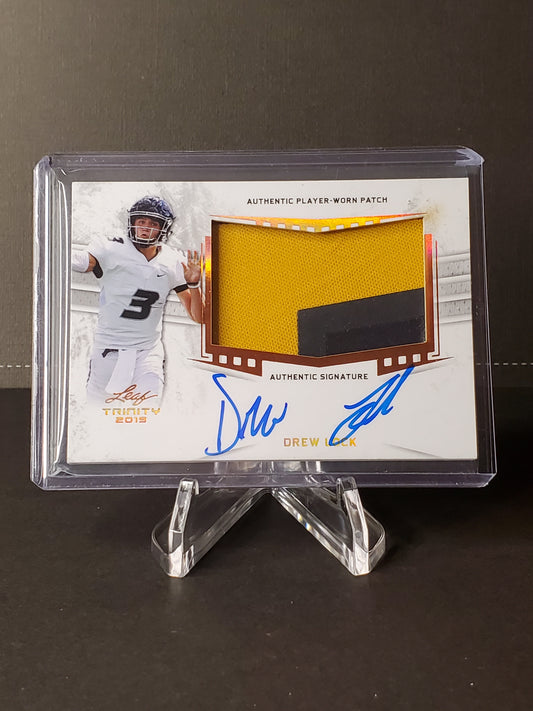 Drew Lock 2019 Leaf Trinity Jumbo Patch/AUTO #PA-DL1
