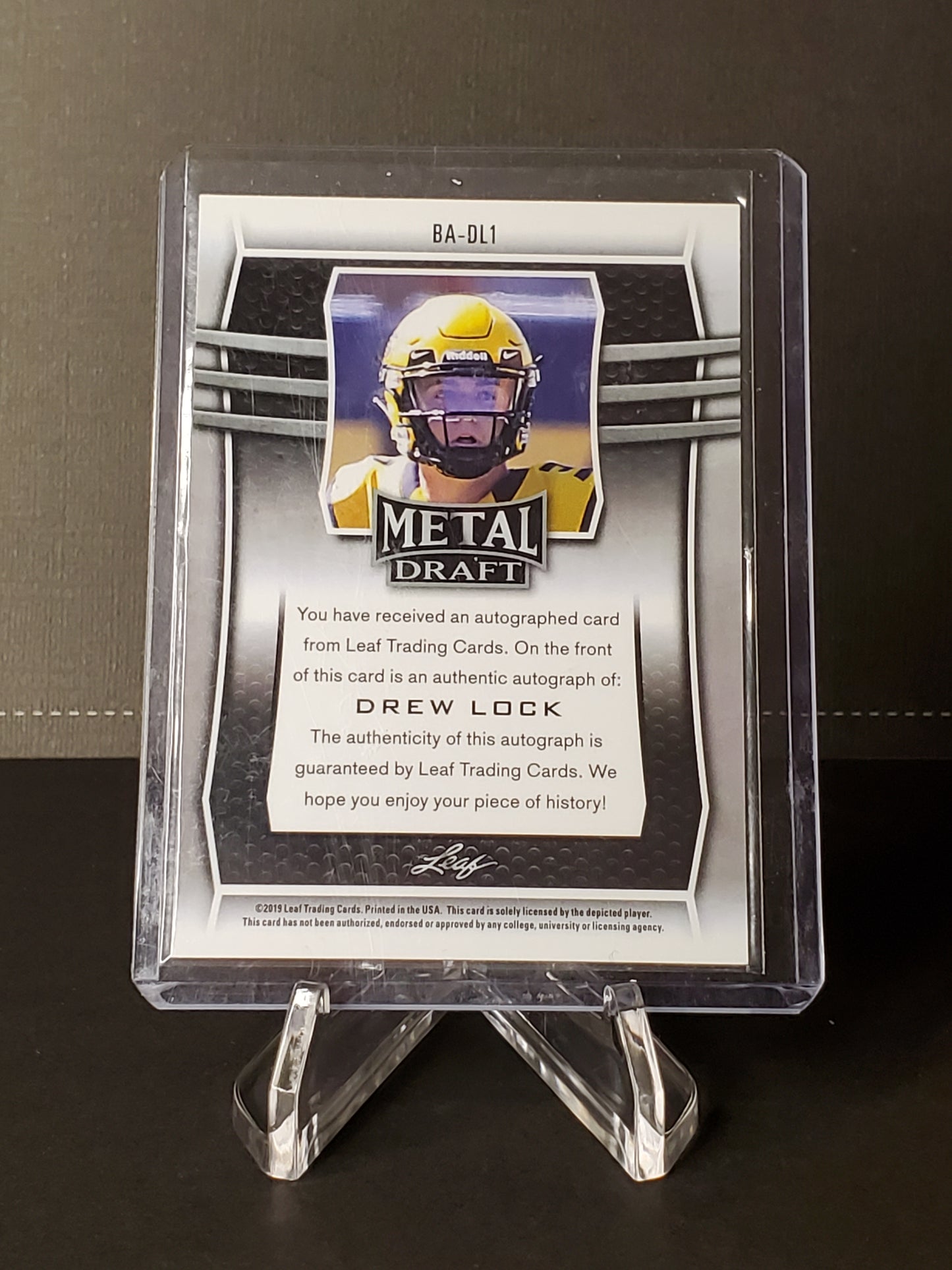 Drew Lock 2019 Leaf Metal Draft AUTO #BA-DL1