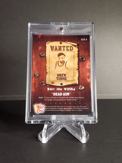 Drew Timme 2021-22 Wild Card Alumination Dead Aim 1/1 !! ONE-OF-ONE