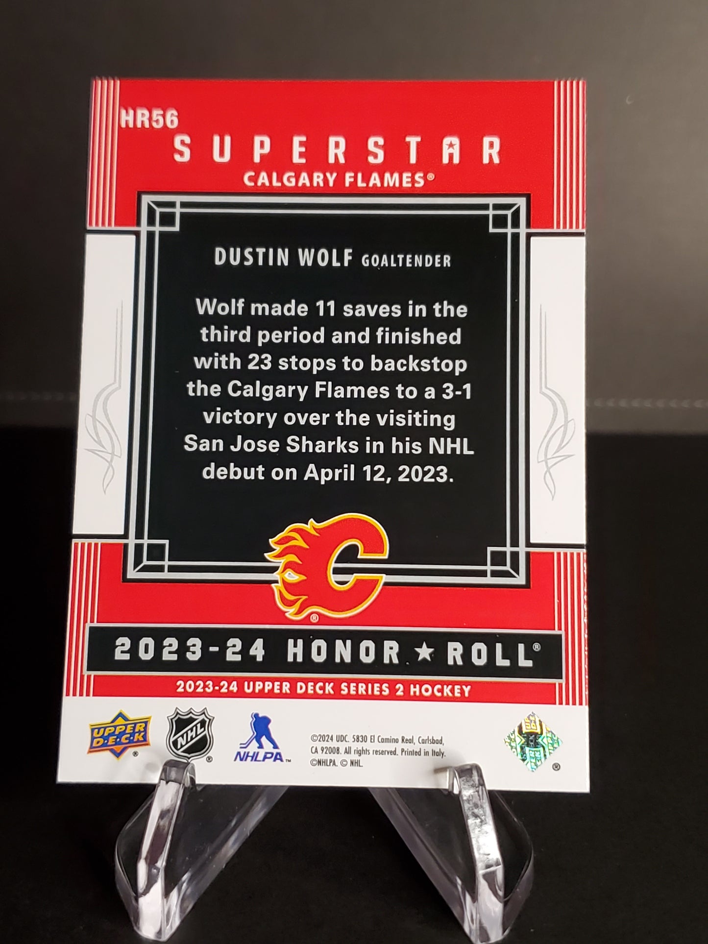 Dustin Wolf 2023/24 Upper Deck Series 2 Honor Roll #HR56