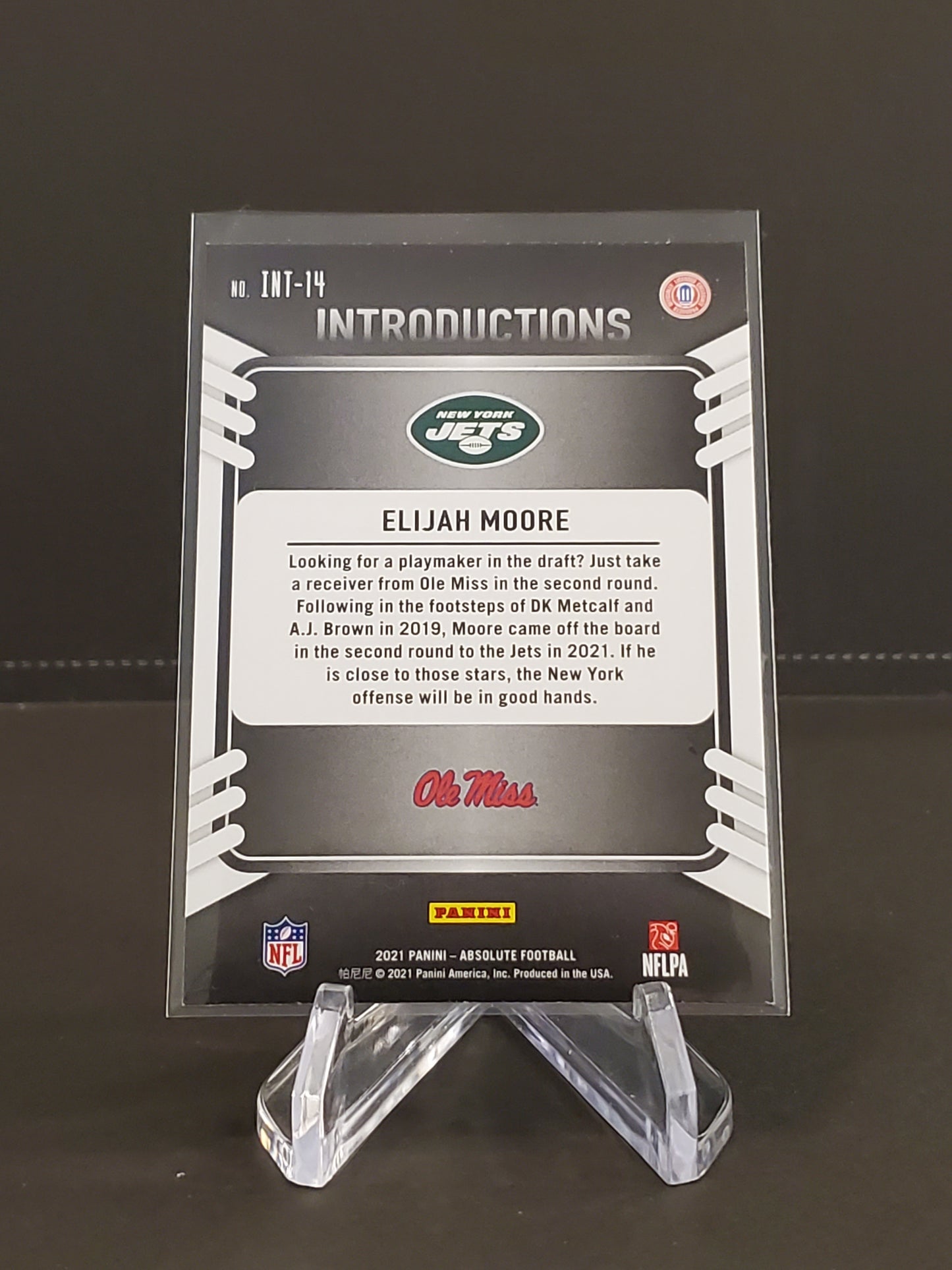 Elijah Moore 2021 Panini Absolute Introductions RC #INT-14