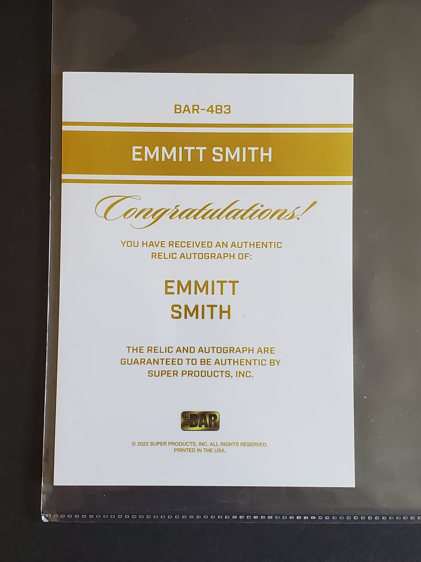 Emmitt Smith 2023 Superbreak The Bar Jumbo 5x7 Authentic AUTO PATCH 1/1 !!