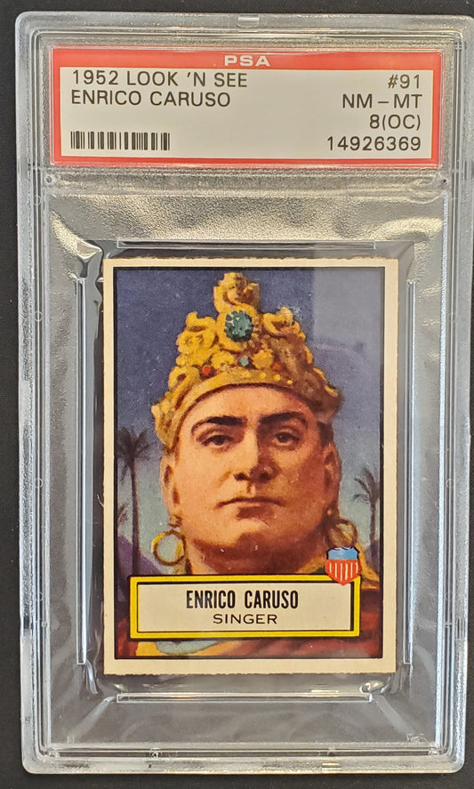 Enrico Caruso 1952 Topps Look 'N See # 91 PSA 8