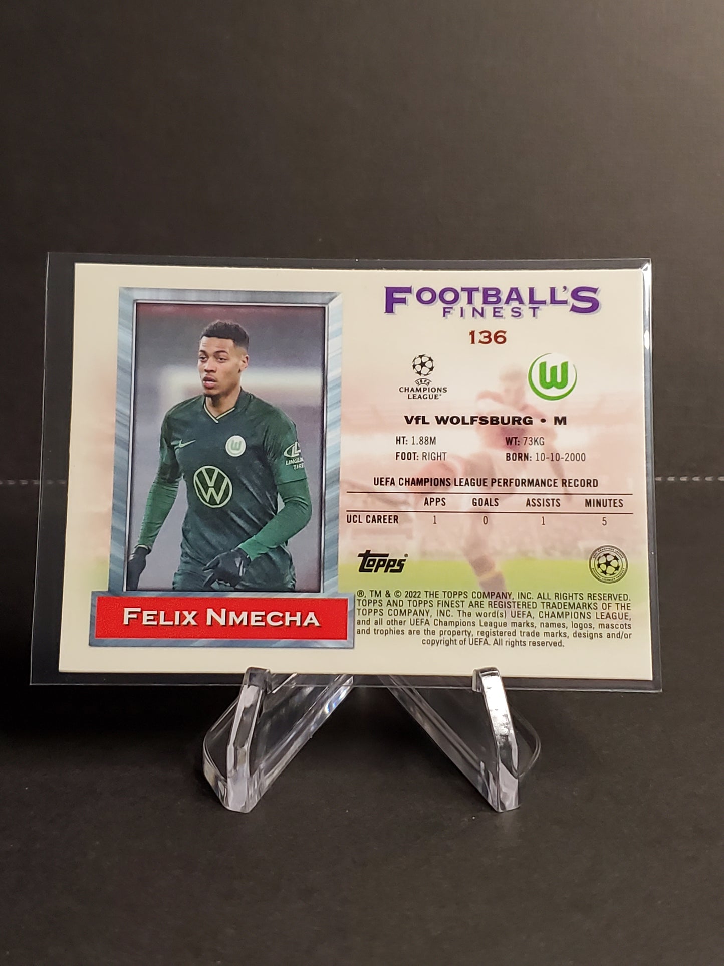 Felix Nmecha 2021-2022 Topps Finest Flashbacks UEFA Soccer RC #136