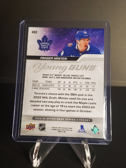 Fraser Minten 2023/24 Upper Deck Series 2 Hockey Young Guns #482