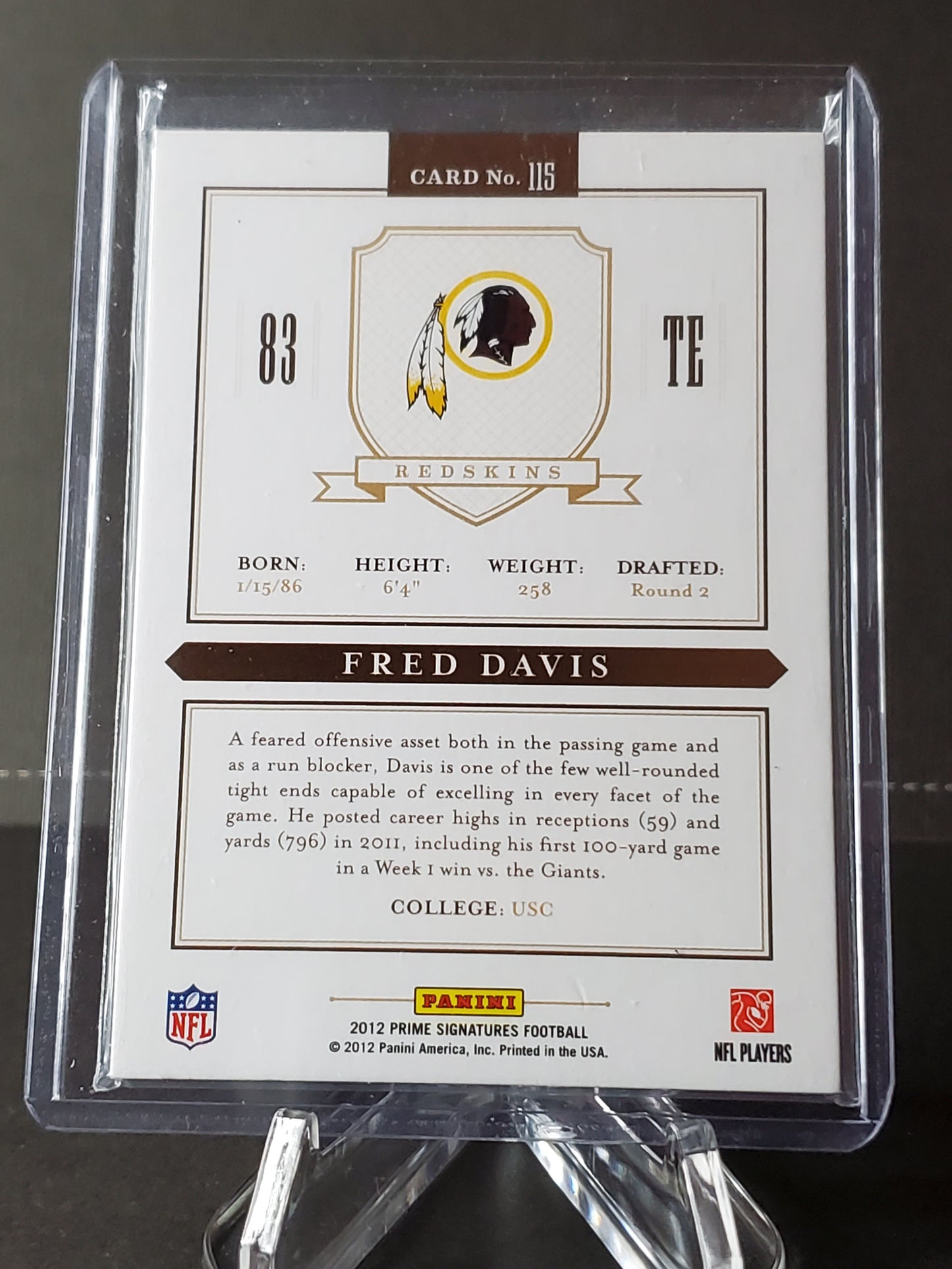 Fred Davis 2012 Panini Signatures Football #115: /499