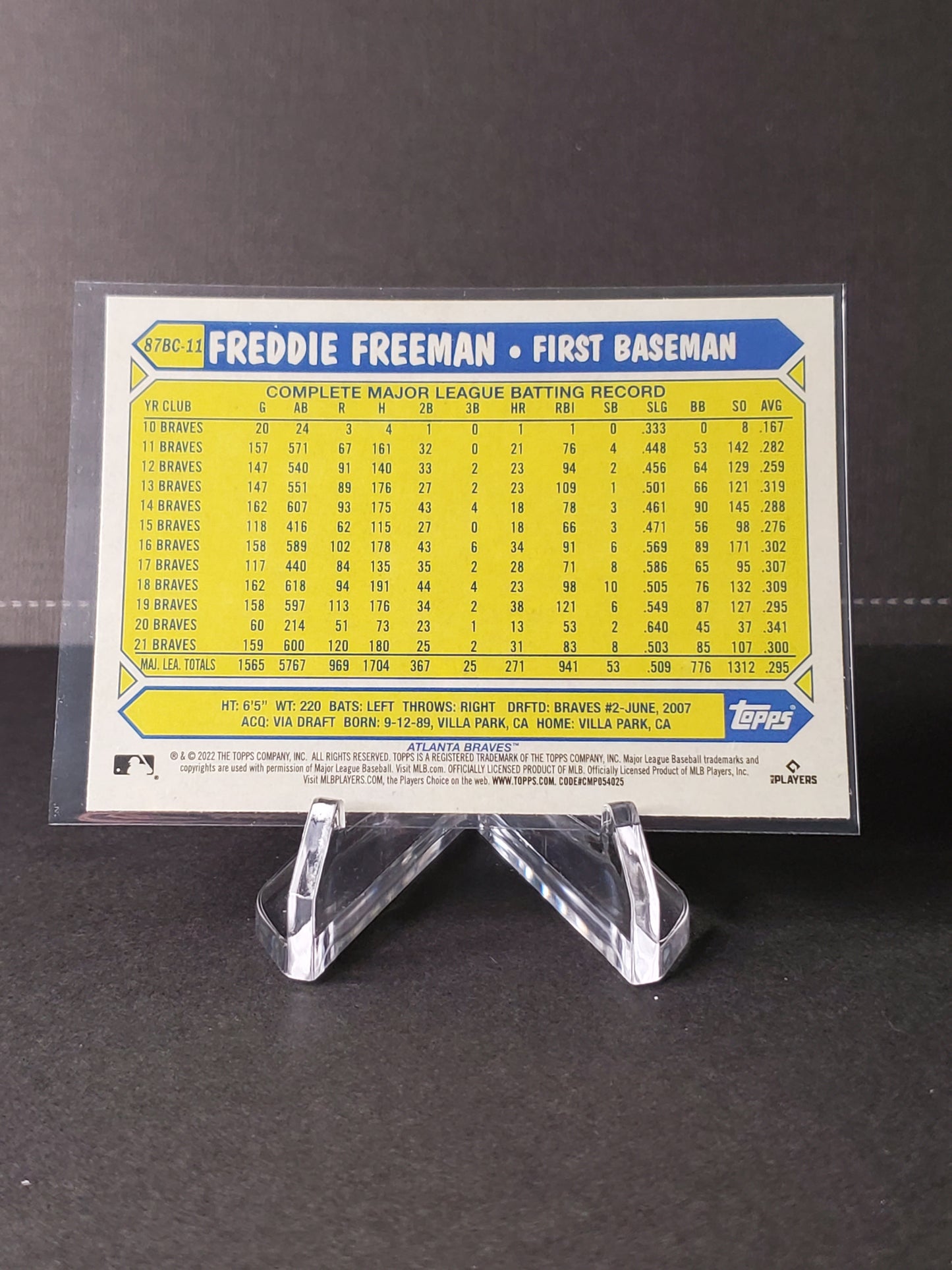 Freddie Freeman 2022 Topps Chrome 35th Anniversay #87BC-11