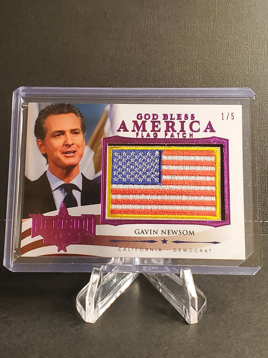 Gavin Newson 2023 Leaf Decision Update Purple God Bless America Flag Patch 1/5 #GBA36