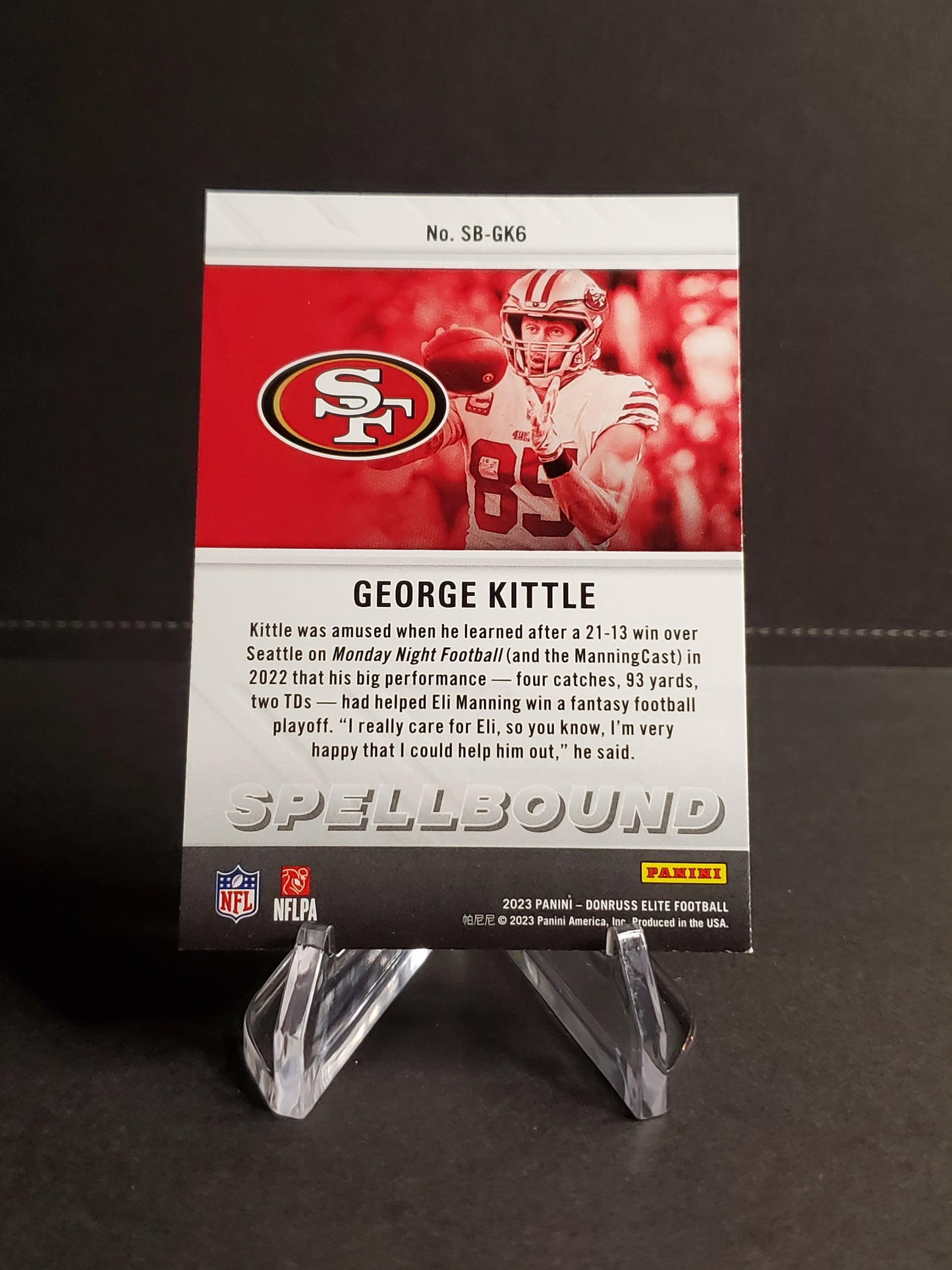 George Kittle 2023 Panini Donruss Elite Football Spellbound "E" #SB-GK6