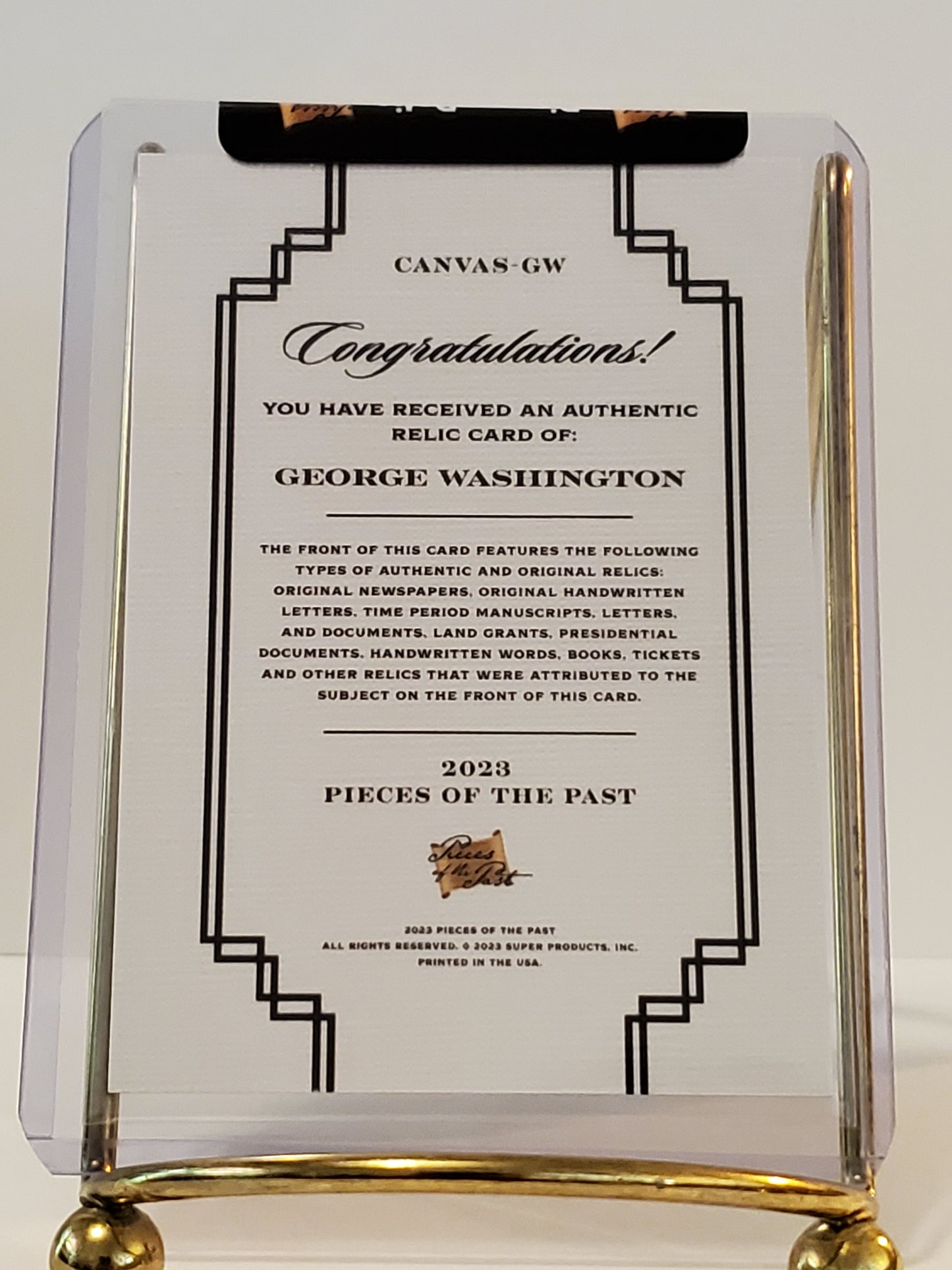 George Washington 2023 Pieces of the Past: 7 Year Edition Authentic Relic