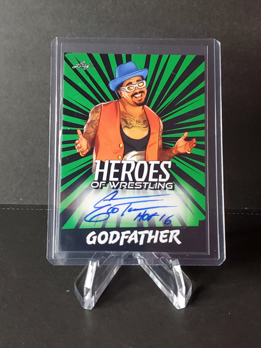 Godfather 2023 Leaf Heroes of Wrestling AUTO Green H.O.F. Inscription #BA-G1