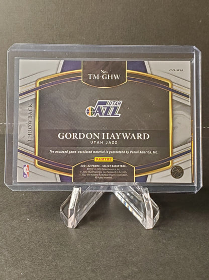 Gordon Hayward 2021-22 Select Silver Prizm Throwback Game Used Jersey #TM-GHW