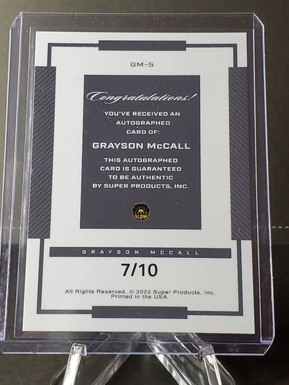 Grayson McCall 2022 Super Doubles 1st EVER Super Glow AUTO #GM-5: /10