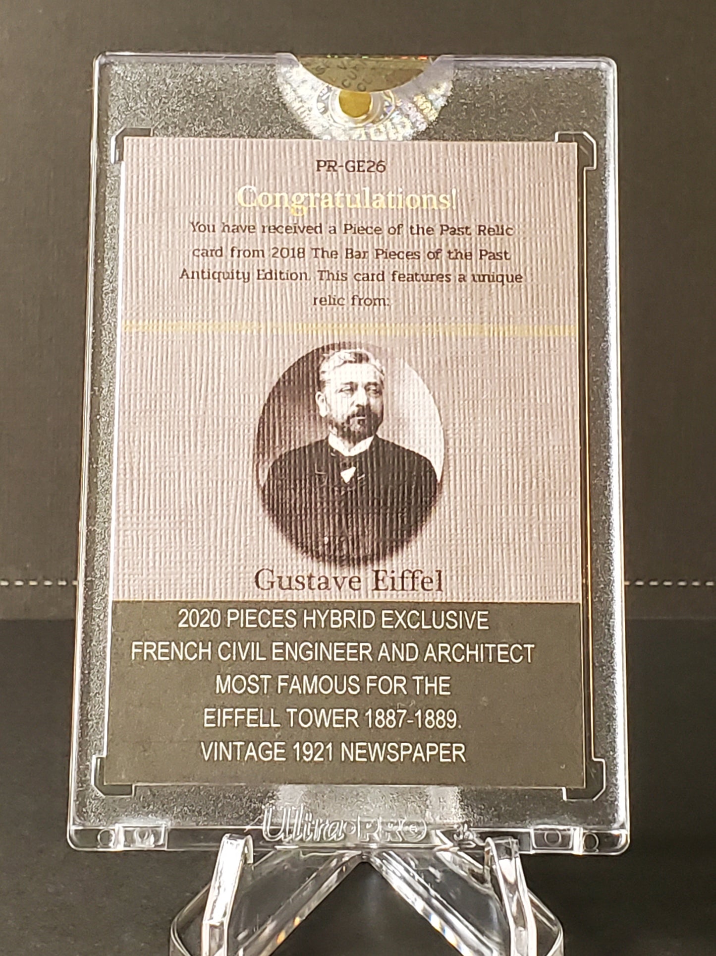 Gustave Eiffel 2020 Pieces Of The Past Hybrid Newspaper Relic LIMITED EDITION