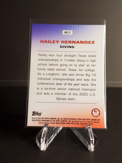 Hailey Hernandez 2024 Topps Chrome US Olympic and Paraolympic Hopefuls For Pride & Country #PC-7