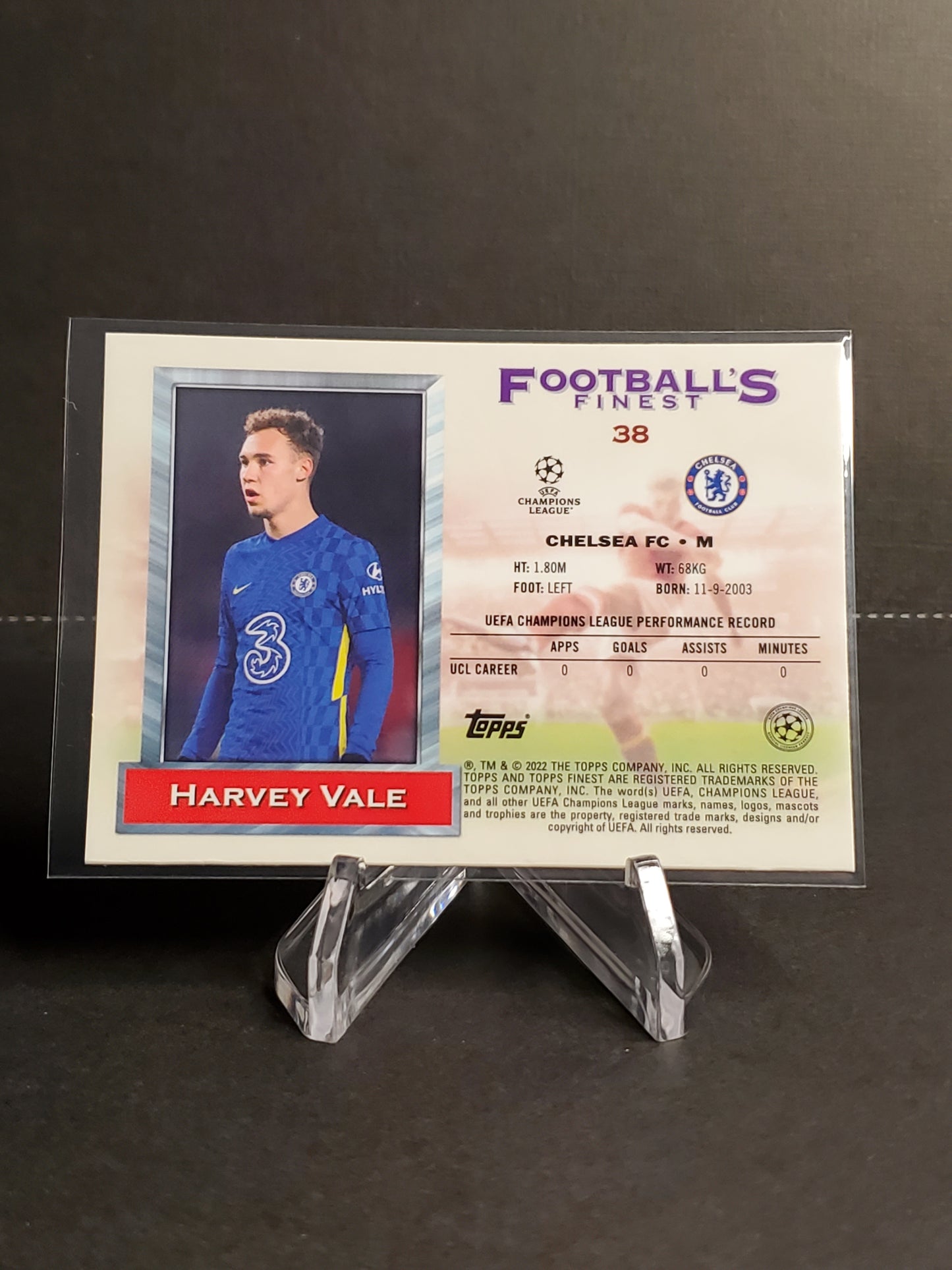 Harvey Vale 2021-2022 Topps Finest Flashbacks UEFA Soccer RC #38