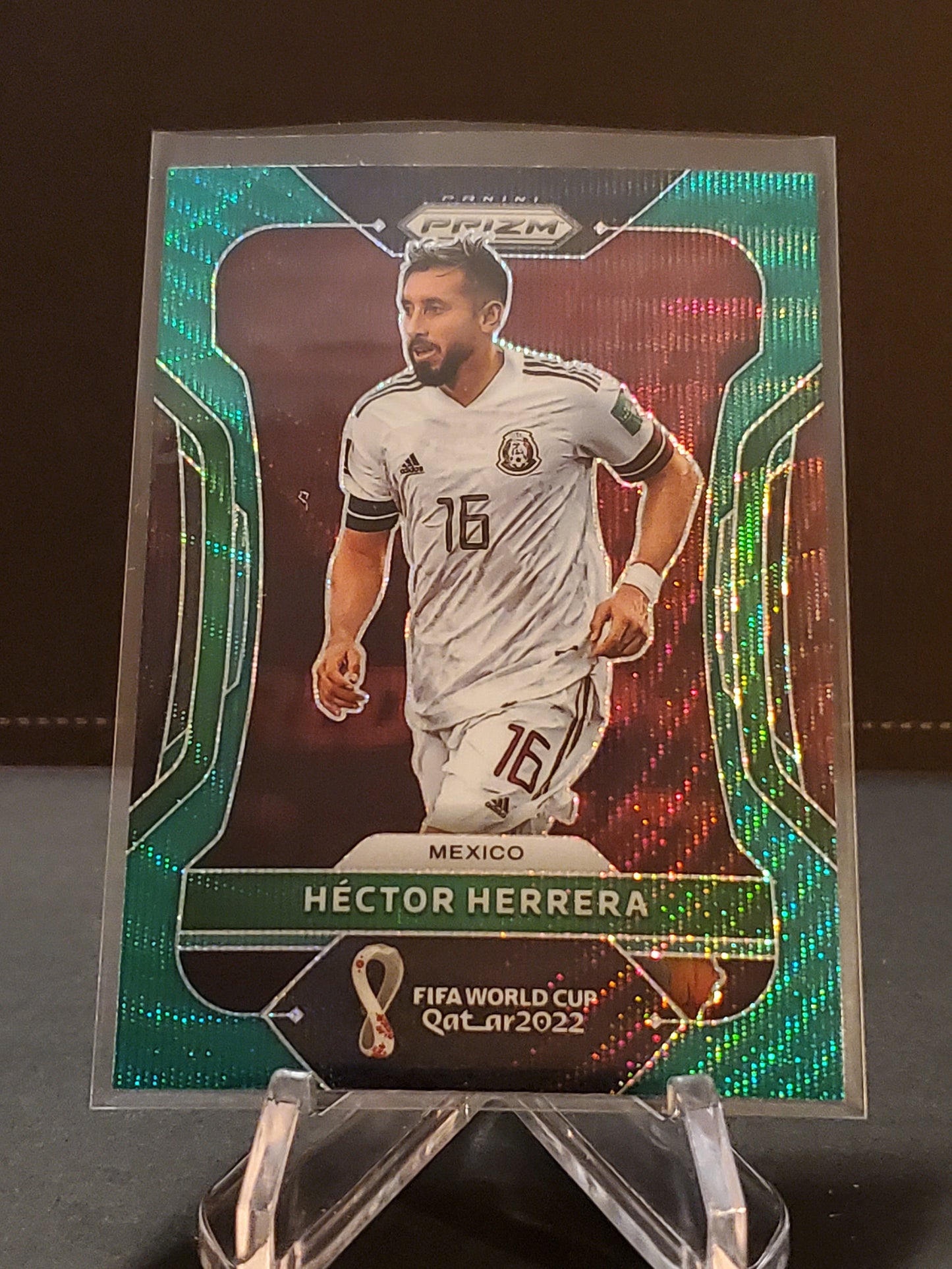 Hector Herrera 2022 Panini Prizm World Cup Qatar Green Prizm RC #147