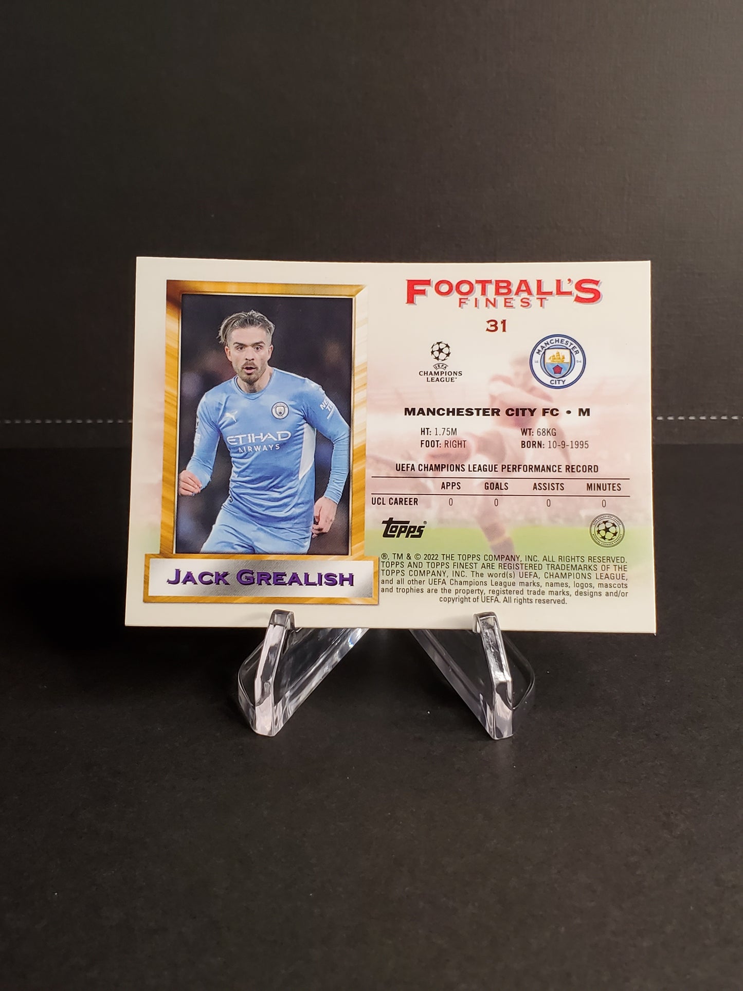 Jack Grealish 2021-2022 Topps Finest Flashbacks UEFA Soccer #31