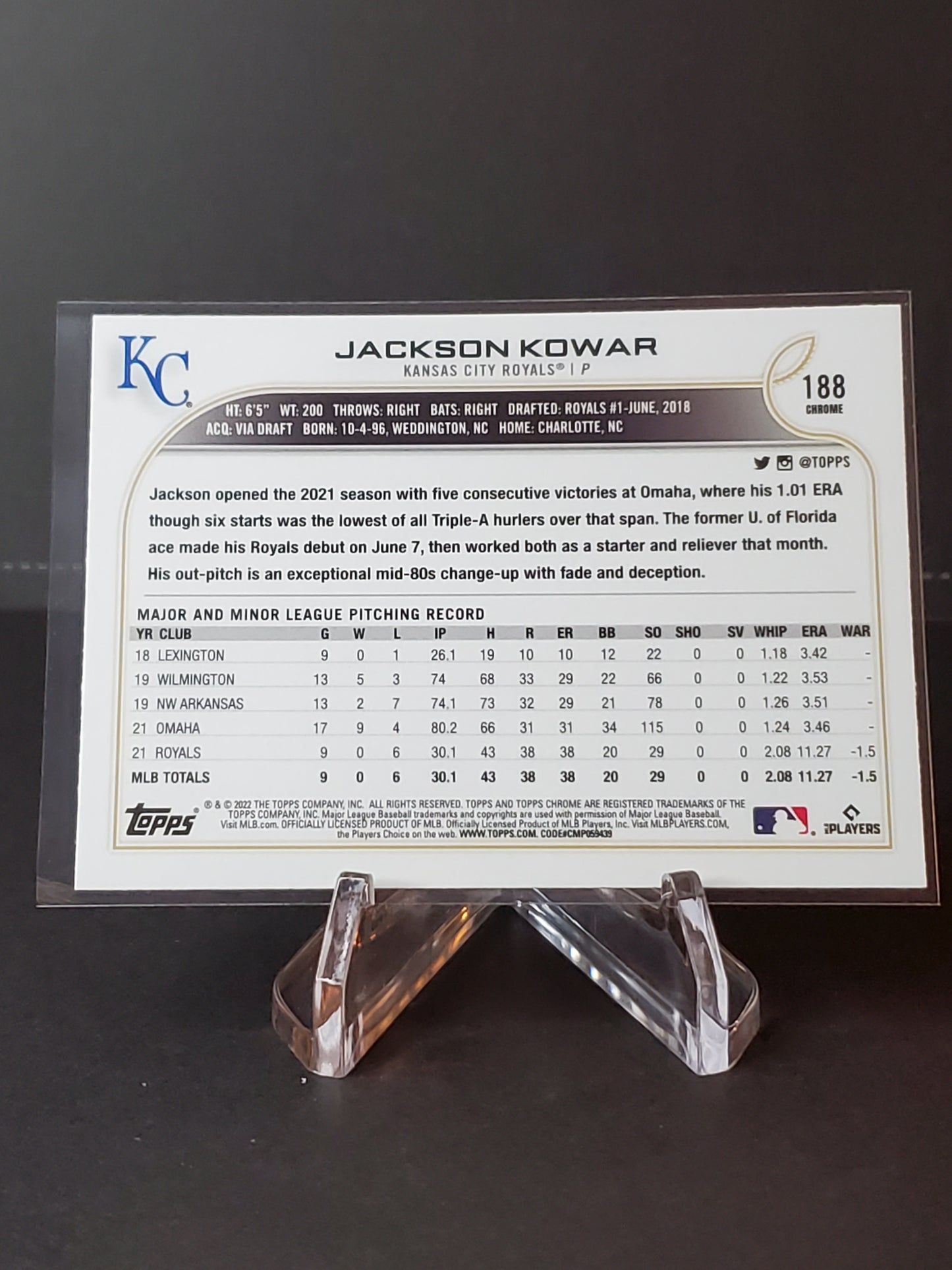 Jackson Kowar 2022 Topps Chrome RC #188