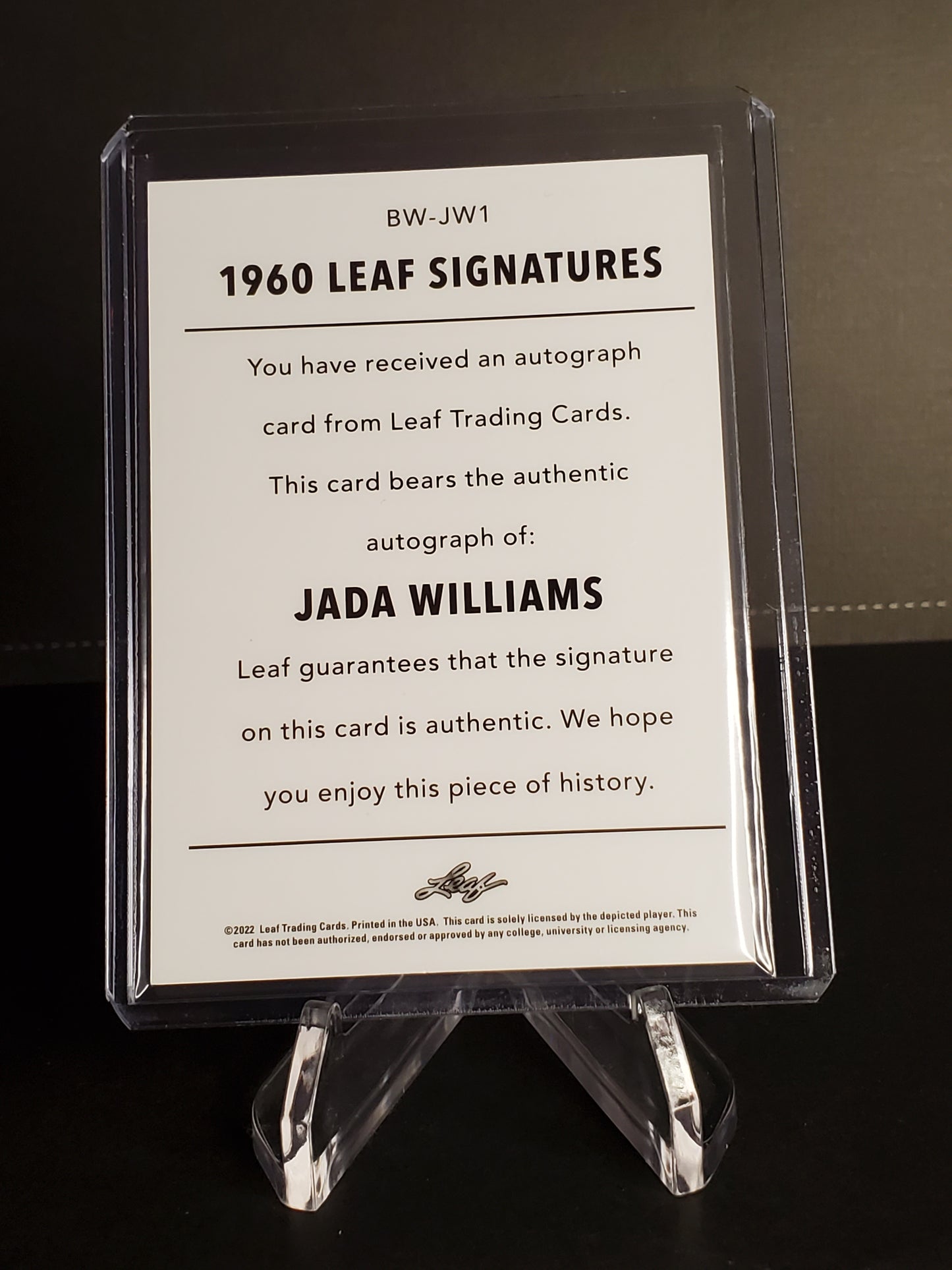 Jada Williams 2021-22 Leaf Memories Platinum Rookie AUTO 1/15 !!!
