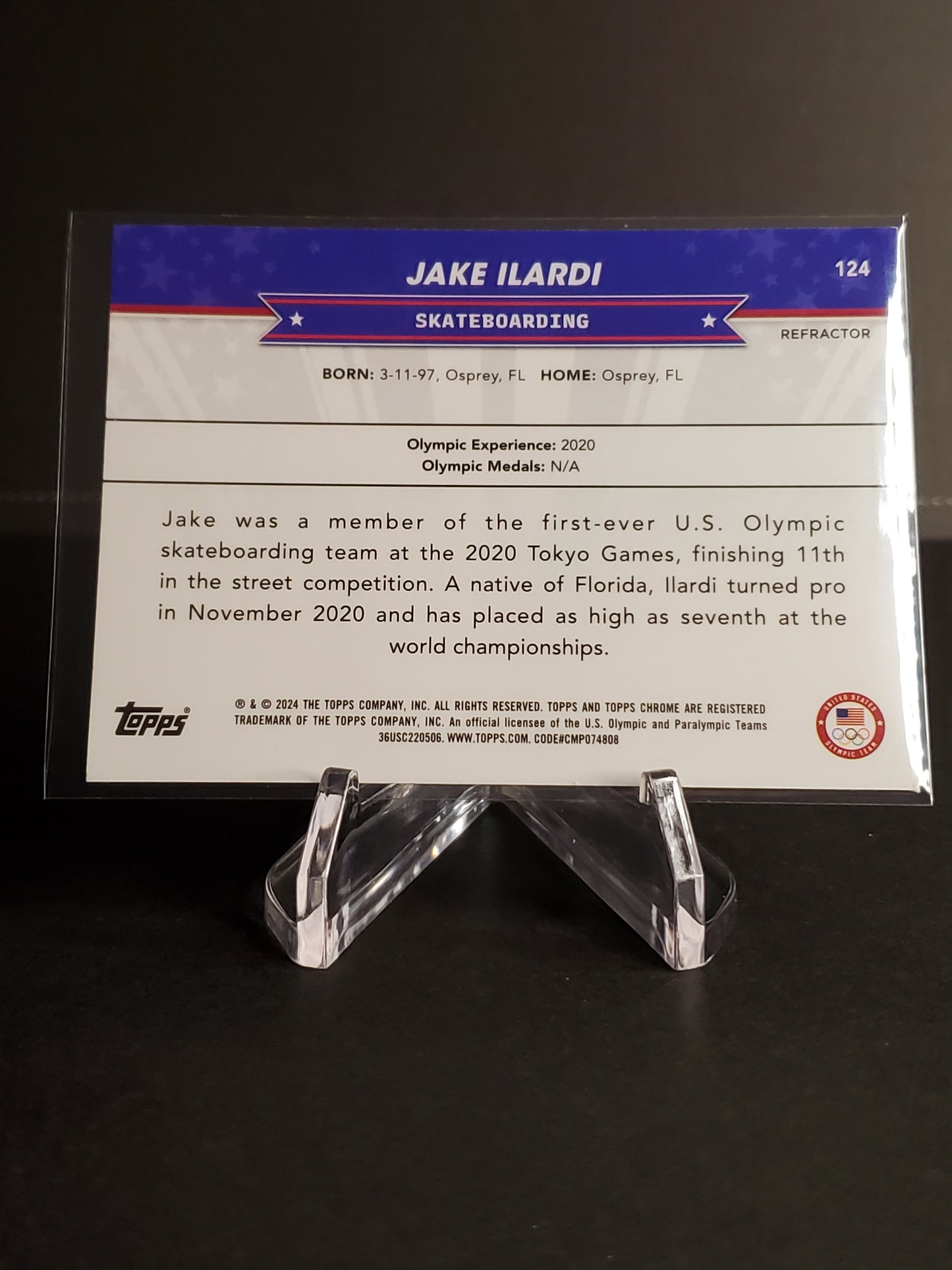 Jake ilardi 2024 Topps Chrome US Olympic and Paraolympic Hopefuls Refractor #124