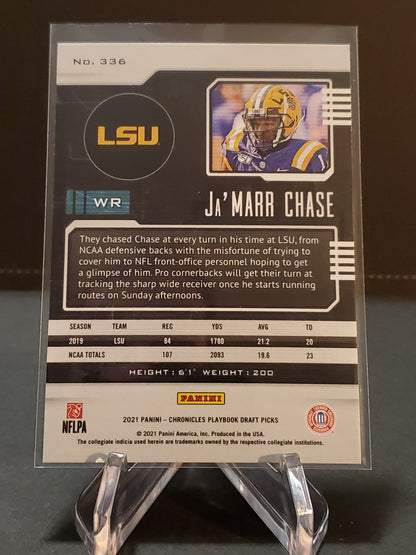 Ja'Marr Chase 2021 Panini Chronicles Playbook Draft Picks RC #336