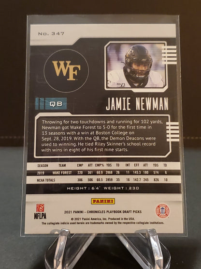 Jamie Newman 2021 Panini Chronicles Playbook Draft Picks RC #347