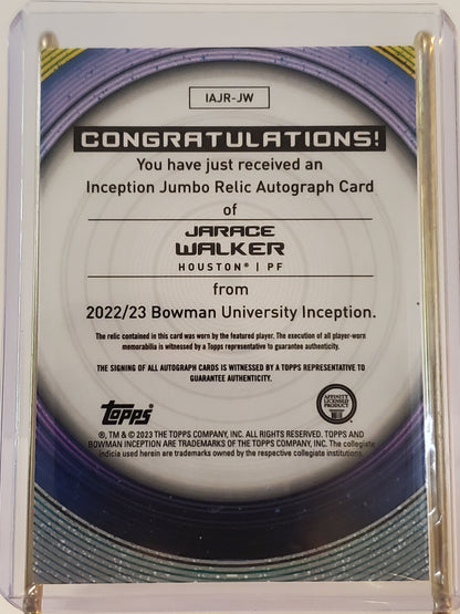 Jarace Walker - 2023 Bowman Inception University Rookie, JUMBO Patch Auto #146/199