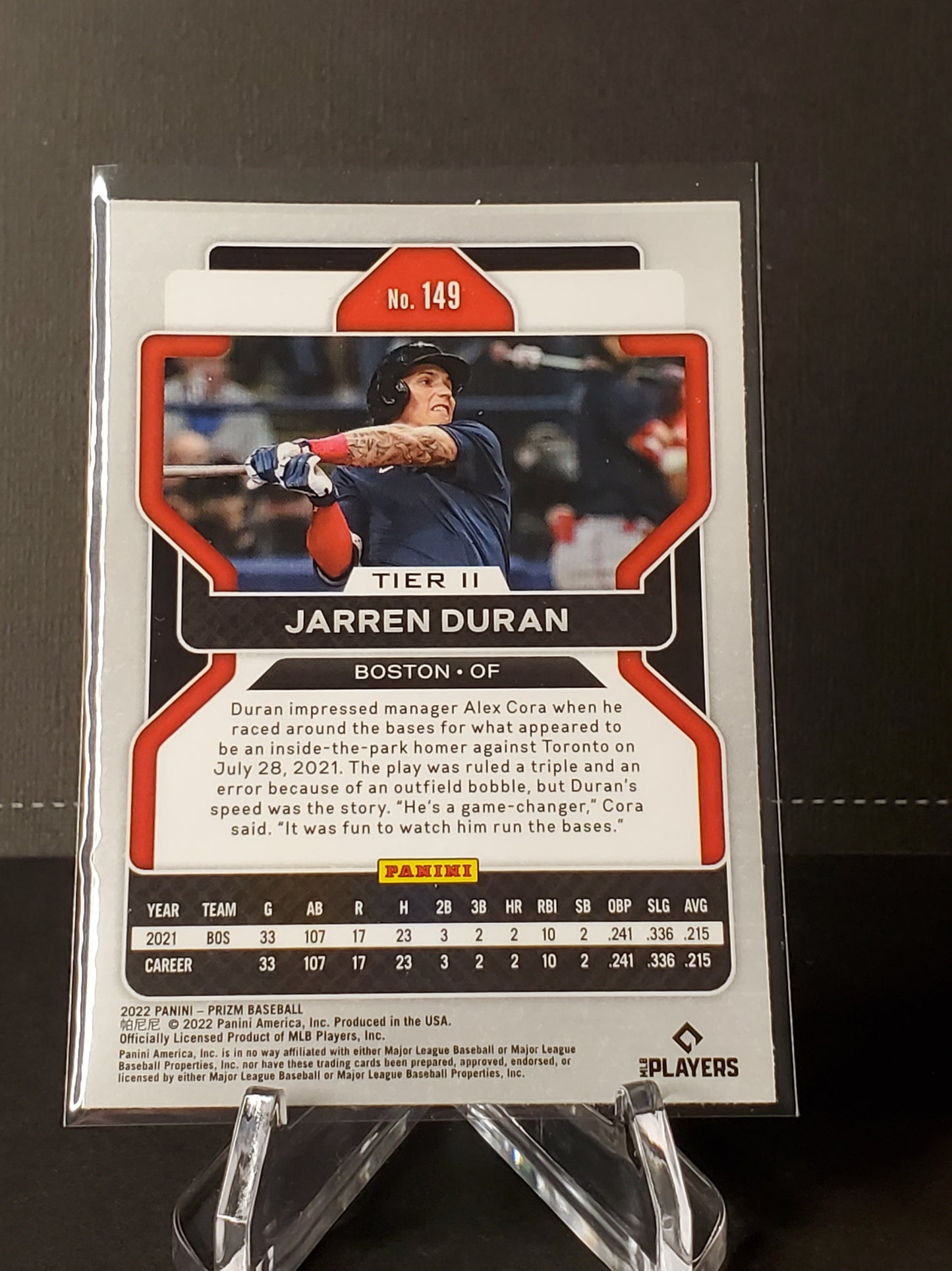 Jarren Duran 2022 Panini Prizm RC #149