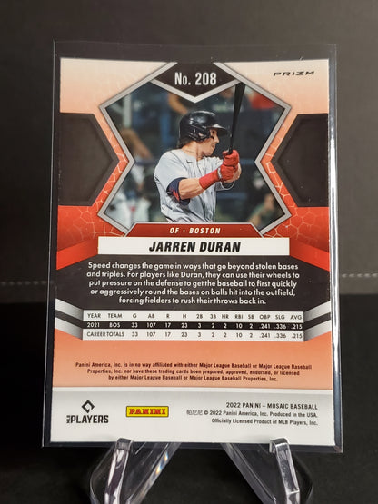 Jarren Duran 2022 Panini Mosaic Baseball Prizm Blue Camo RC #208